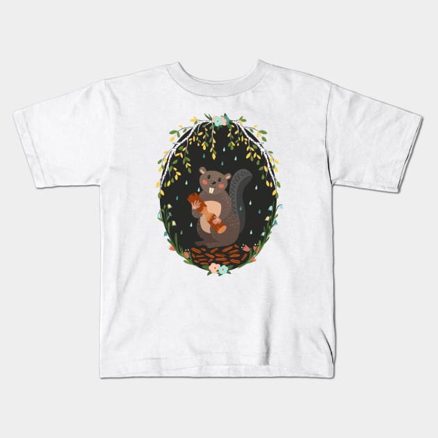 Little Beaver Kids T-Shirt by Elsbet